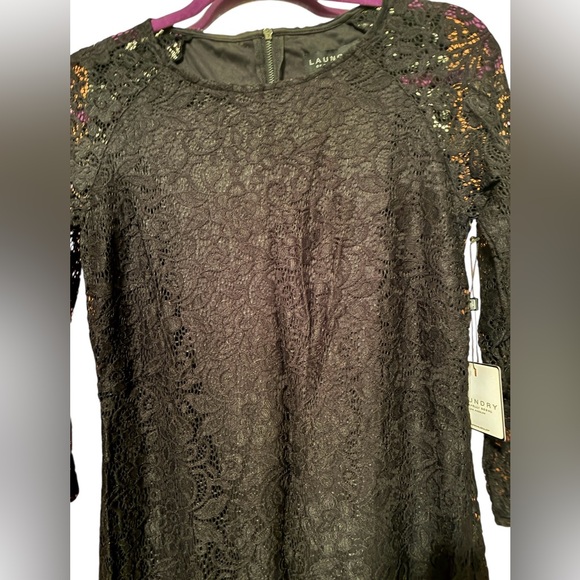 NWT LAUNDRY BY SHELLI SEGAL BLACK LACE SHEATH DRESS SIZE 4 - Picture 4 of 11
